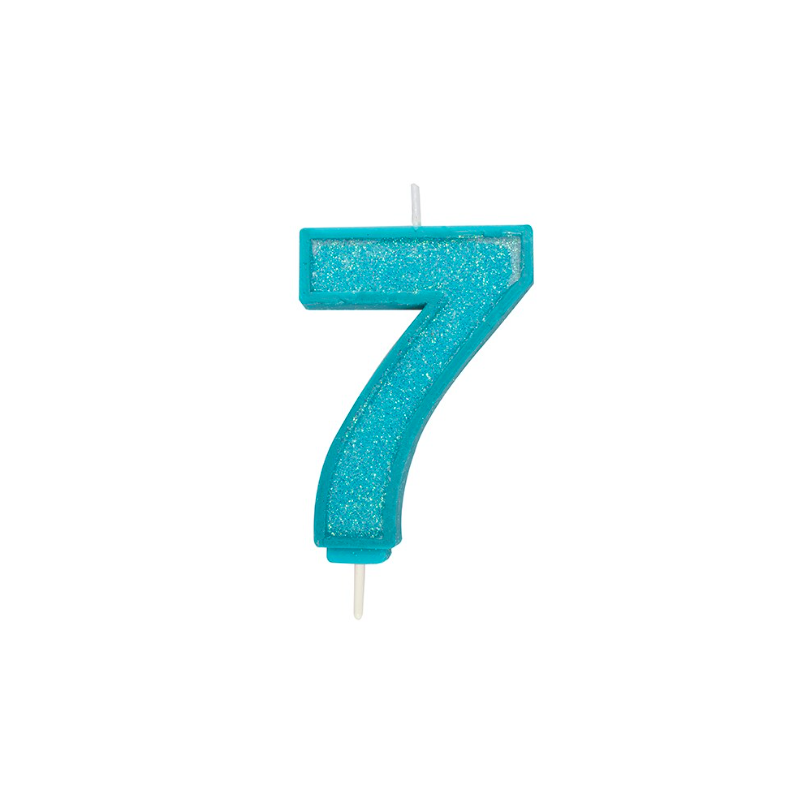 Candle blue sparkle number 7