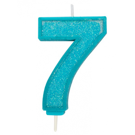 Candle blue sparkle number 7