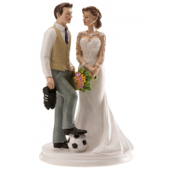 Figurine mariés "Foot", 15 cm