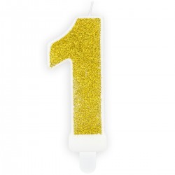 Candle gold sparkle number 1