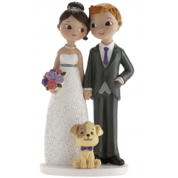 Figurine mariés avec chien,...